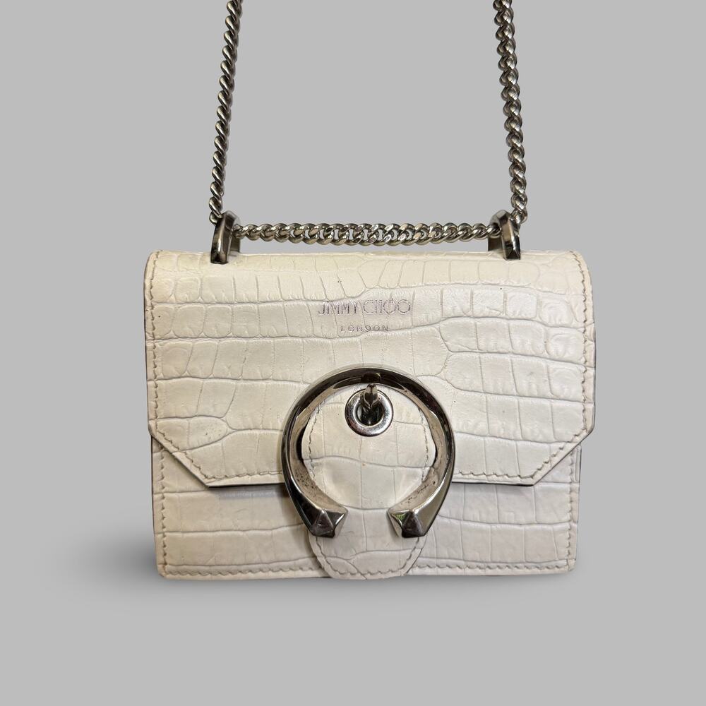 Jimmy Choo Paris Mini Croc-Embossed Leather Crossbody Bag